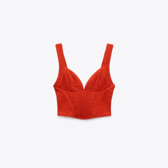 Zara Red Textured Corset Top - Picture 15 of 17